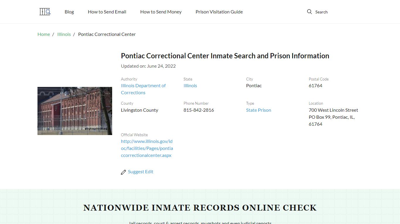 Pontiac Correctional Center Inmate Search, Visitation, Phone no ...